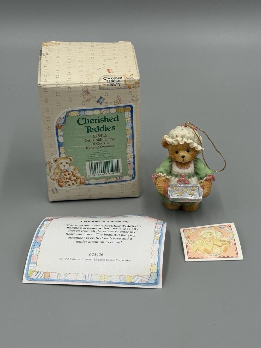 1995 Cherished Teddies Girl Holding Tray Of Cookies Ornament Christmas 625426